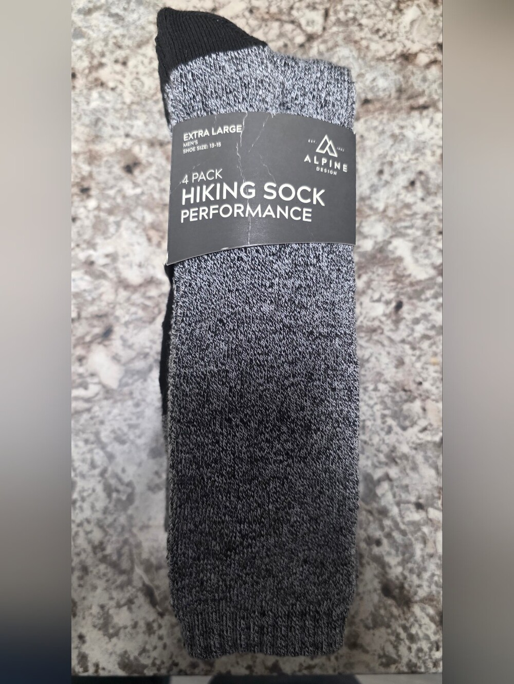 Nwt Alpine Design Men's Gray Hiking Socks - 4 Pack (Extra Large)